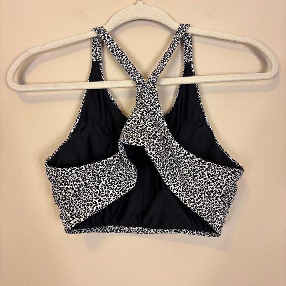 Athleta White with Black Leopard Print Swimsuit Top Medium - Picture 2 of 3